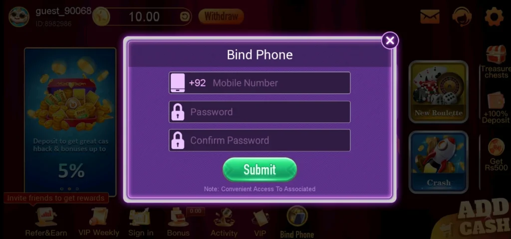 Account Binding Process of Star Game