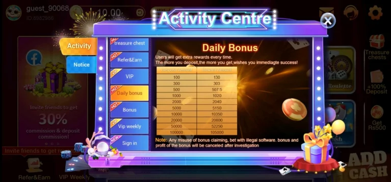 Daily Deposit Bonus of Star Game