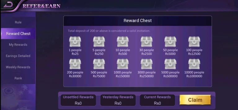 Referral Rewards of Star Game